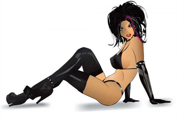 leather vector pinup woman