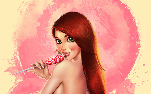 Lollipop pin-up art by Felipe Kimio