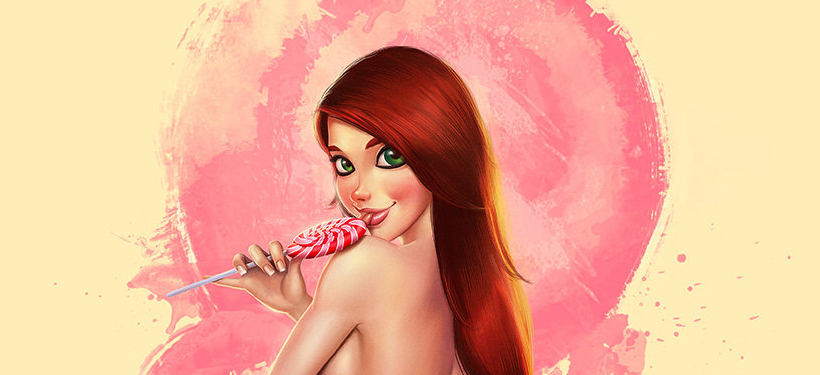 Lollipop pin-up art by Felipe Kimio